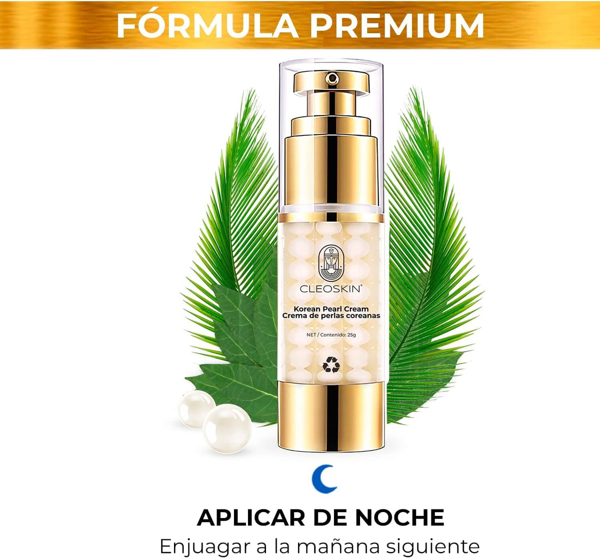 CLEOSKIN Crema contorno de ojos de Perlas Coreanas, elimina ojeras, iguala el tono de la piel, reafirmante, hidratante, skincare coreano, Belleza (Crema de perlas Coreanas, 25g)