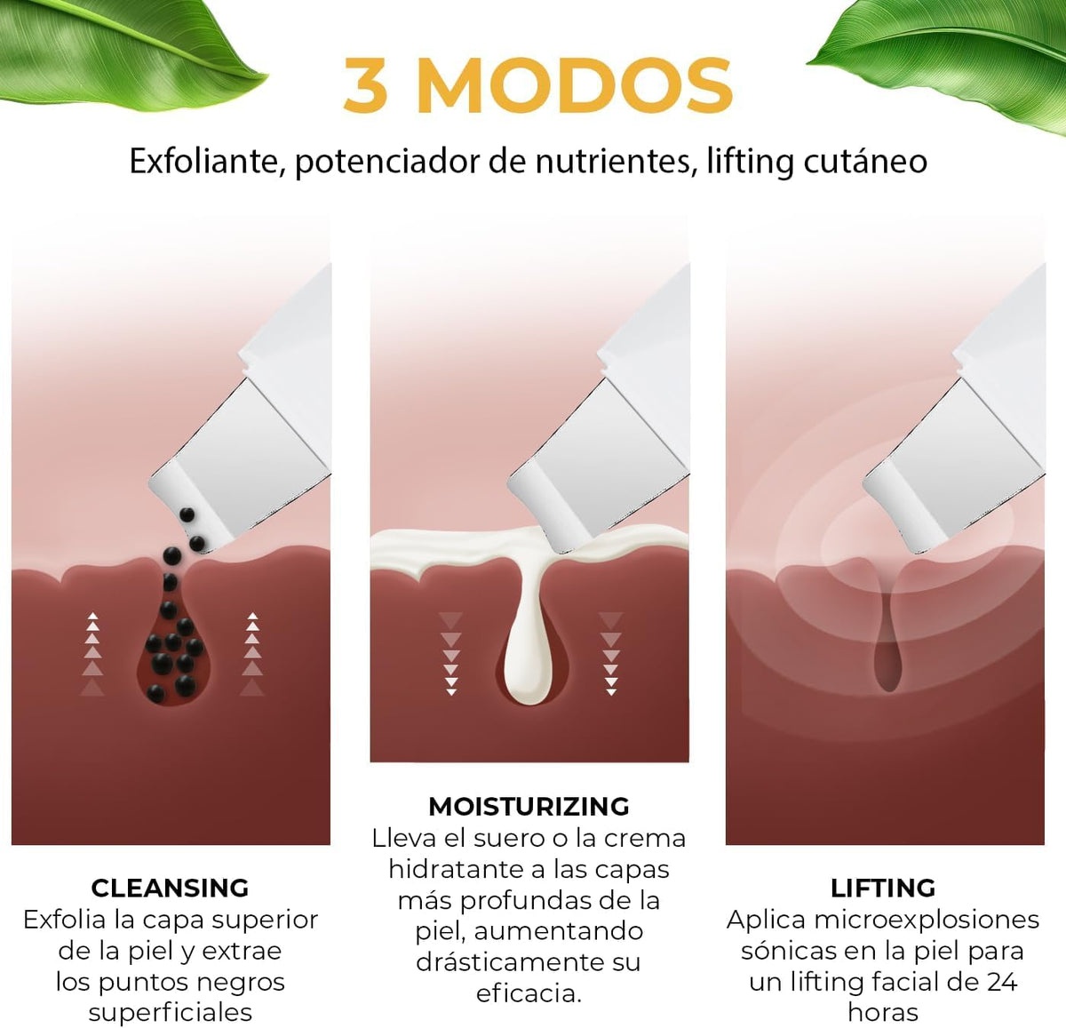 CLEOSKIN Kit Espátula peelong ultrasónico y cepillo de limpieza facial, Extractor de puntos negros y espinillas, limpiador de poros