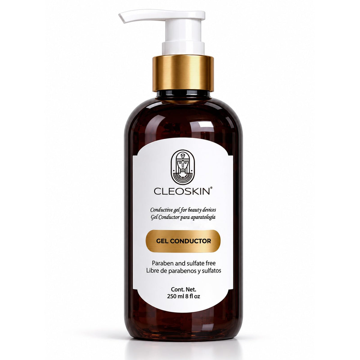 CLEOSKIN Gel Conductor para Aparatología 250ml | Hidratante Facial y Corporal | Compatible con Dispositivos de Microcorriente, Radiofrecuencia, EMS y Ultrasonido | Textura Neutra y no Pegajosa