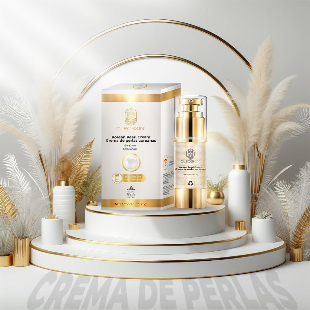 CLEOSKIN Crema contorno de ojos de Perlas Coreanas, elimina ojeras, iguala el tono de la piel, reafirmante, hidratante, skincare coreano, Belleza (Crema de perlas Coreanas, 25g)