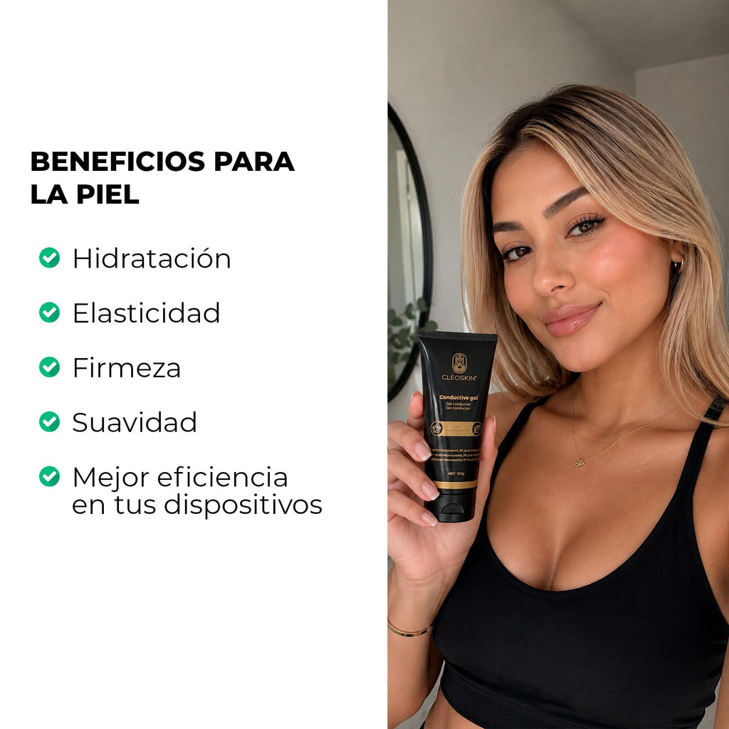 CLEOSKIN Gel Conductor Facial con Aloe Vera (150g) – Gel para Microcorriente, Radiofrecuencia y Ultrasonido para Hidratación Profunda y Efecto Lifting Reafirmante