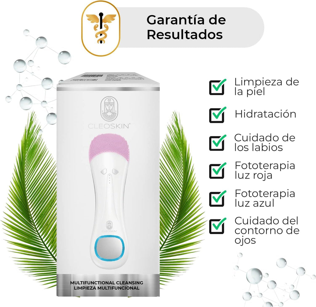 CLEOSKIN Cepillo Electrico de Limpieza Facial, ultrasónico, exfoliante de silicona Antienvejecimiento para todo tipo de pieles. Belleza premium mujer. Skincare. Cleoskin (Cepillo Limpiador Facial)