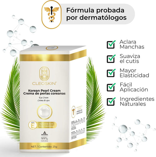 CLEOSKIN Crema contorno de ojos de Perlas Coreanas, elimina ojeras, iguala el tono de la piel, reafirmante, hidratante, skincare coreano, Belleza (Crema de perlas Coreanas, 25g)
