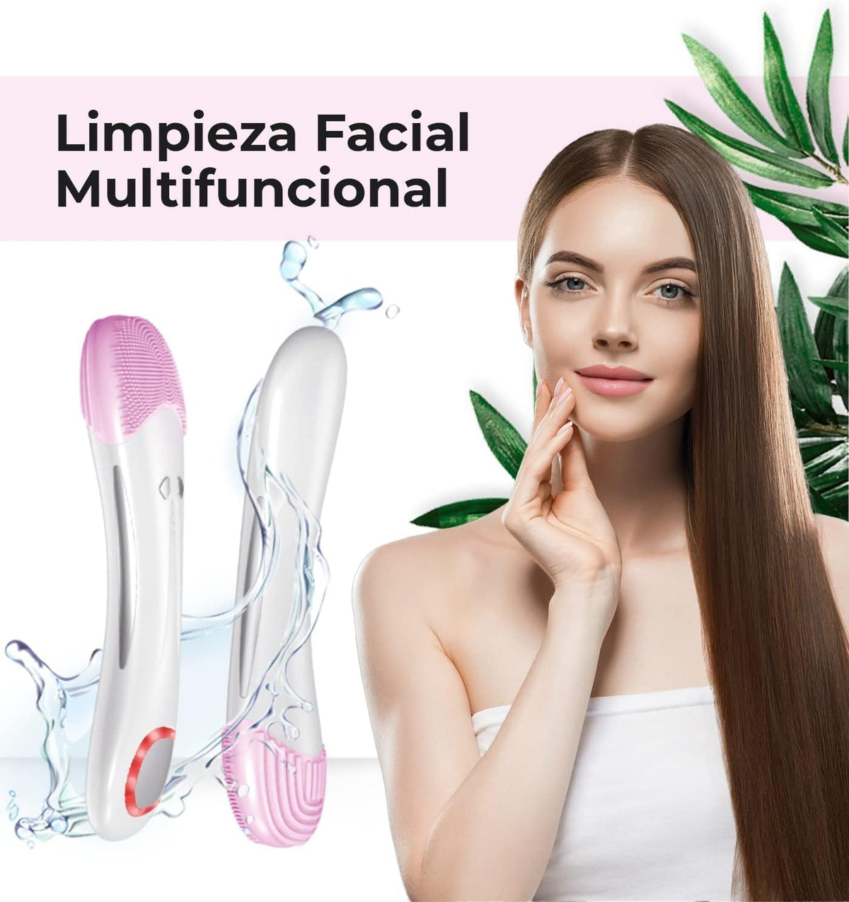 CLEOSKIN Cepillo Electrico de Limpieza Facial, ultrasónico, exfoliante de silicona Antienvejecimiento para todo tipo de pieles. Belleza premium mujer. Skincare. Cleoskin (Cepillo Limpiador Facial)