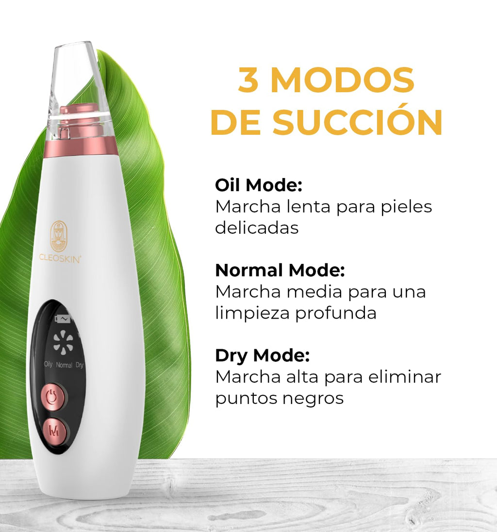CLEOSKIN Espátula Peeling ultrasónica y turbo removedor de espinillas y puntos negros, exfolia la piel. elimina el sebo facial, máquina de limpieza profunda para acné, comedones, granos. Cuidado de la piel, skincare.