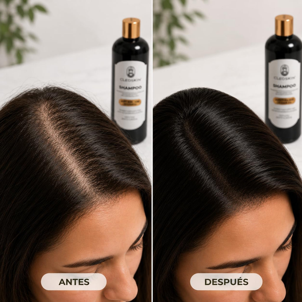 CLEOSKIN Shampoo de Romero para Crecimiento Capilar y Control de Grasa – Tratamiento con Pantenol y Infusión Natural para Fortalecer el Cabello y Aportar Brillo