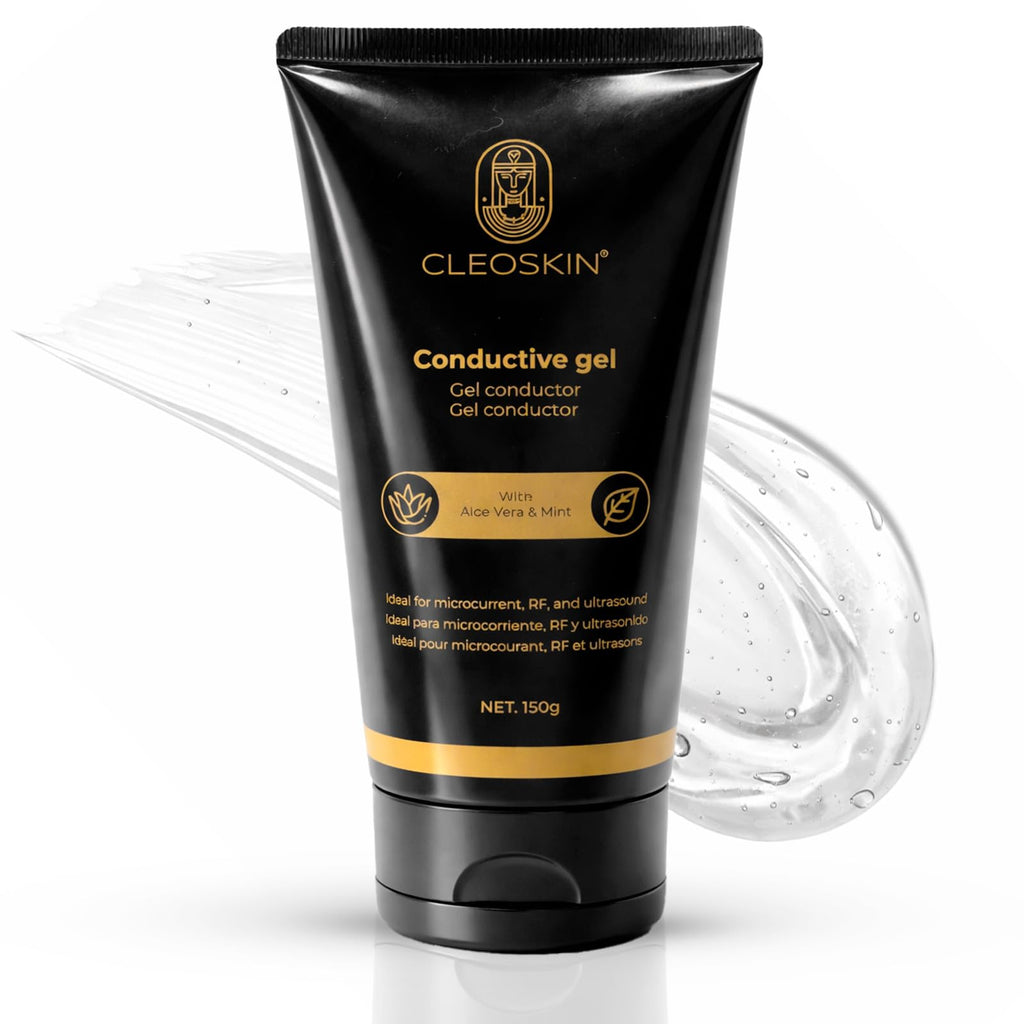 CLEOSKIN Gel Conductor Facial con Aloe Vera (150g) – Gel para Microcorriente, Radiofrecuencia y Ultrasonido para Hidratación Profunda y Efecto Lifting Reafirmante