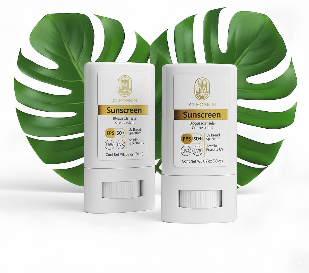 CLEOSKIN Bloqueador Solar en Barra FPS 50+ | Protección UVA/UVB | Con Vitamina C y Ácido Hialurónico | 20g | Facial y Corporal | Textura Invisible y No Grasa