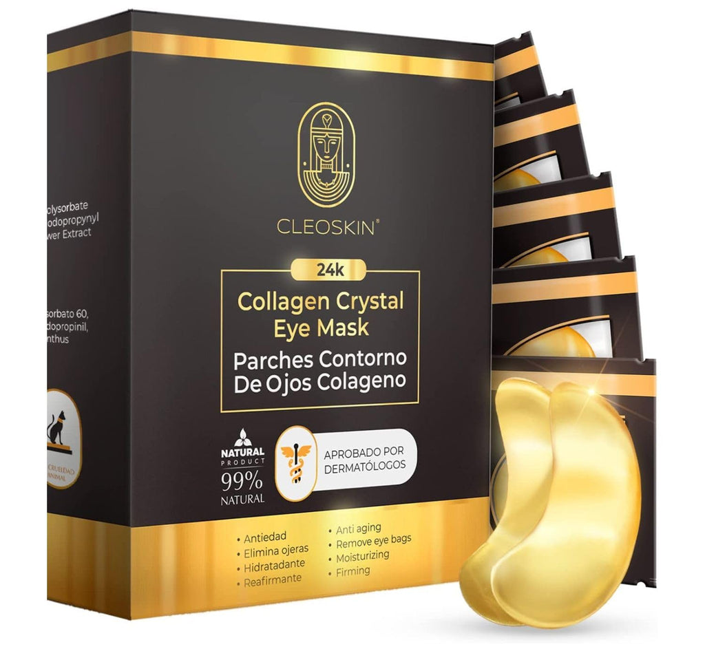 CLEOSKIN Parches de Ojos 24K Colágeno | Reduce Ojeras, Bolsas e Hinchazón | Hidratantes para Contorno de Ojos