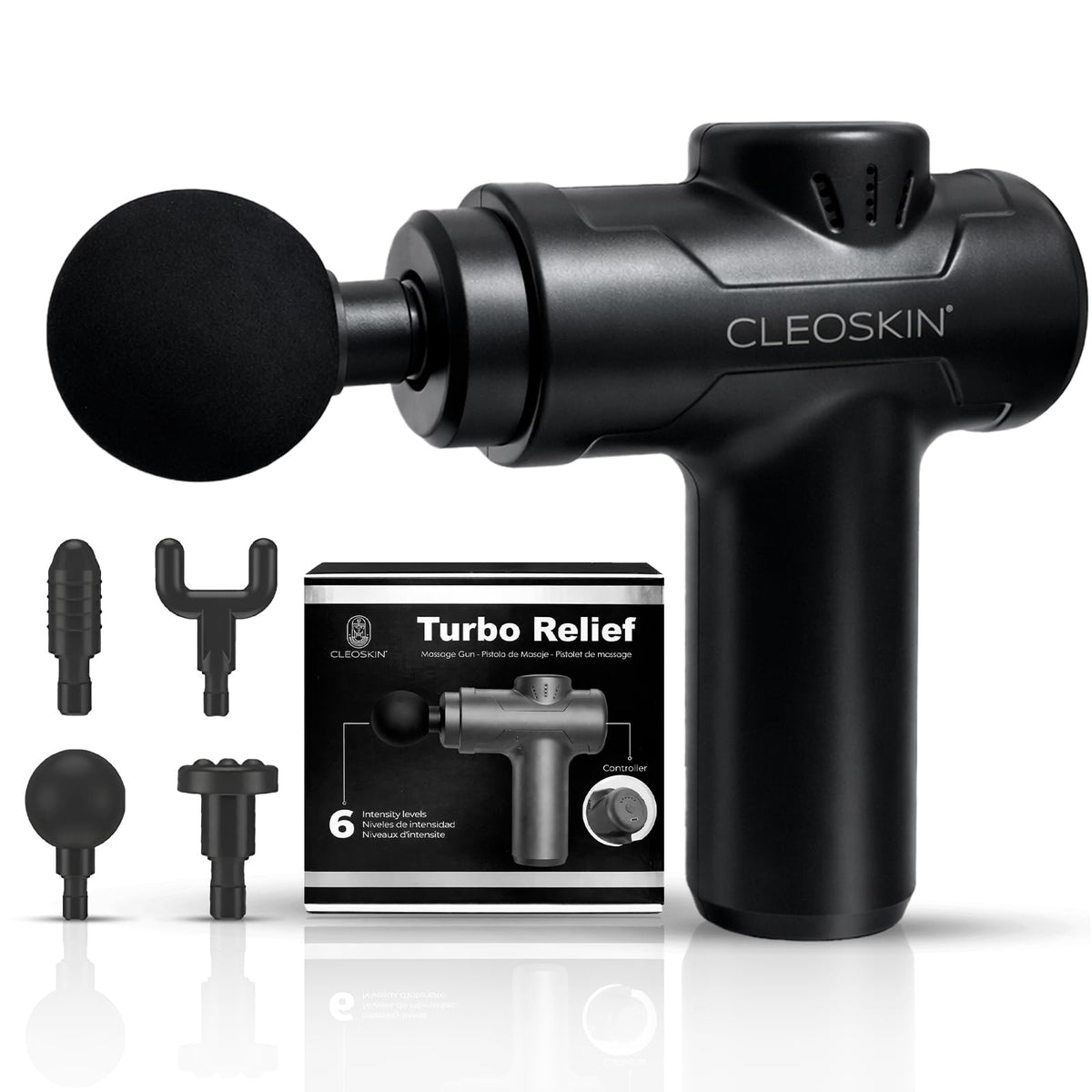 CLEOSKIN Masajeador Muscular Percusivo de Tejido Profundo - Dispositivo Corporal Turbo Relief con Chip IA para Recuperación Deportiva y Alivio de Dolor