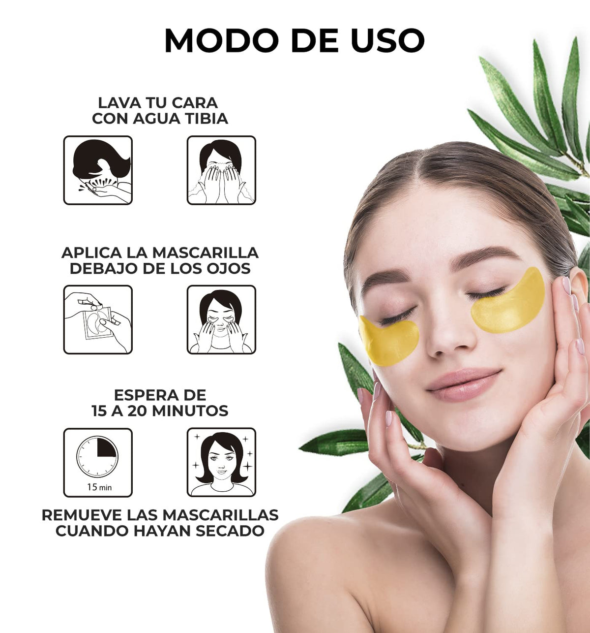 CLEOSKIN Parches de Ojos 24K Colágeno | Reduce Ojeras, Bolsas e Hinchazón | Hidratantes para Contorno de Ojos