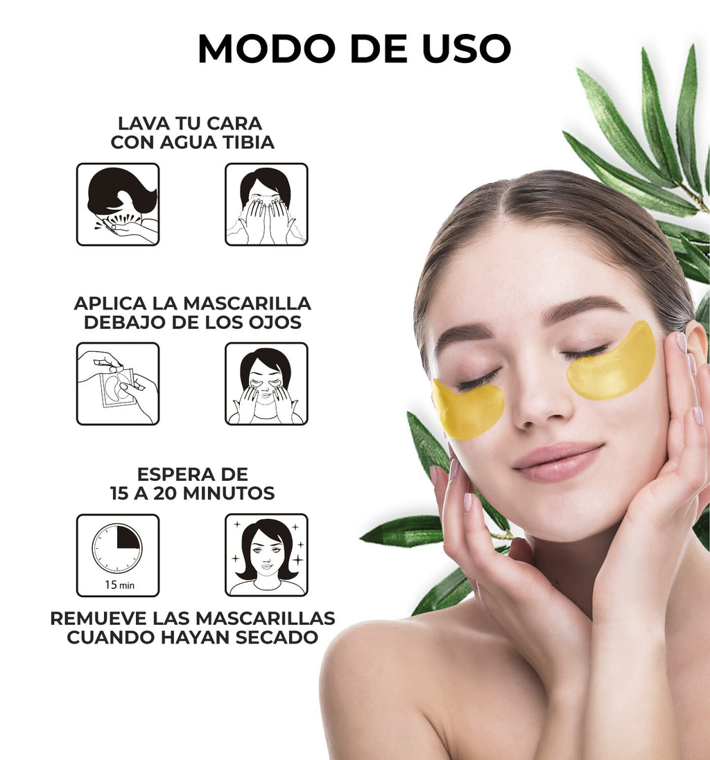 CLEOSKIN Parches de Ojos 24K Colágeno | Reduce Ojeras, Bolsas e Hinchazón | Hidratantes para Contorno de Ojos