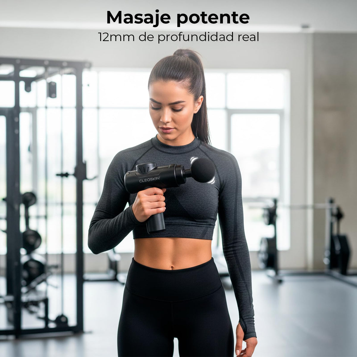 CLEOSKIN Masajeador Muscular Percusivo de Tejido Profundo - Dispositivo Corporal Turbo Relief con Chip IA para Recuperación Deportiva y Alivio de Dolor